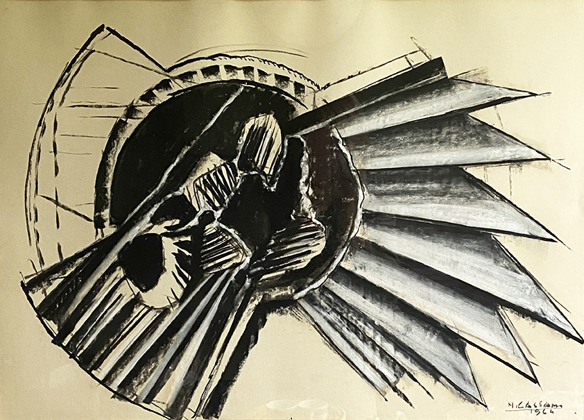 1964, disegno, tecnica mista su carta, cm.50x70.